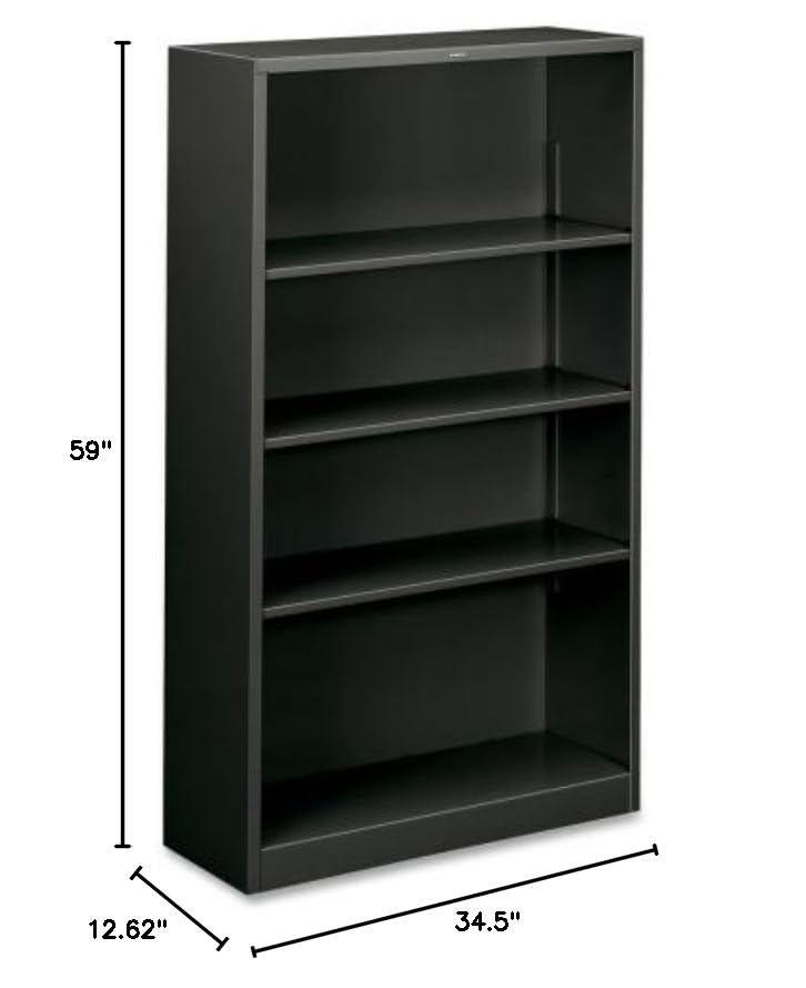 Hon Steel Bookcases-4 Shelf Metal Bookcase, 34-1/2"Wx12-5/8"Dx59"H, Charcoal