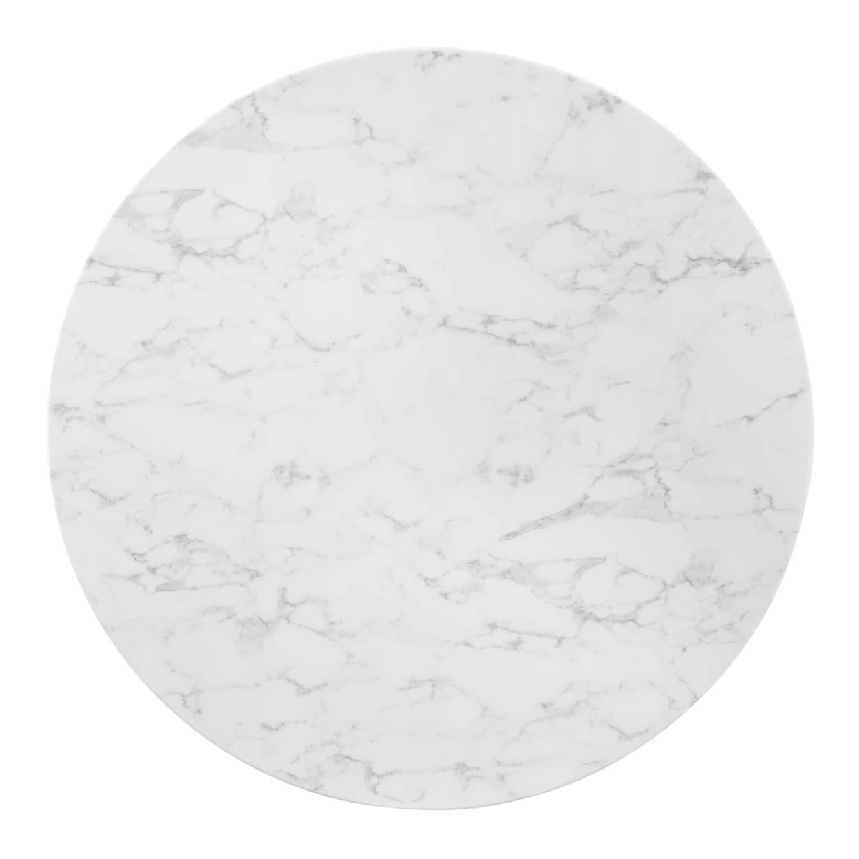Modway Zinque Round Artificial Marble 47&quot; Dining Table in Gold White