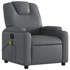 vidaXL Massage Recliner Chair for Living Room, Adjustable Recliner with 6-Point Vibration Massage, Home Theater Seating with Padded Seat Backrest & Side Pocket, Gray Leather