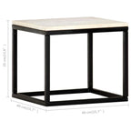 vidaXL White Real Stone Marble Texture Coffee Table - Square Modern Side Table with Iron Frame for Living Room, Lounge, Office Furniture