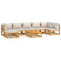 vidaXL 8-Piece Patio Furniture Set - Solid Acacia Wood, Light Gray Cushions, Modular 27.8x26.8 Sofas, 26.8x26.8x11.4 Table