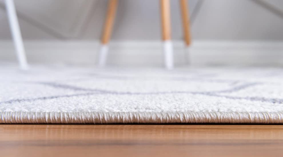 Unique Loom Trellis Frieze Collection Area Rug - Rounded (3' X 5' Oval, Ivory/ Gray)