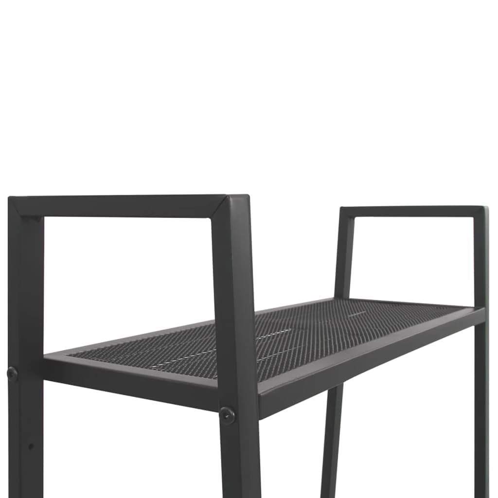 vidaXL Freestanding Ladder Bookcase with 4 Mesh Metal Shelves, Anthracite - Compact, Easy to Maintain, Suitable for Office, Bathroom or Living Room