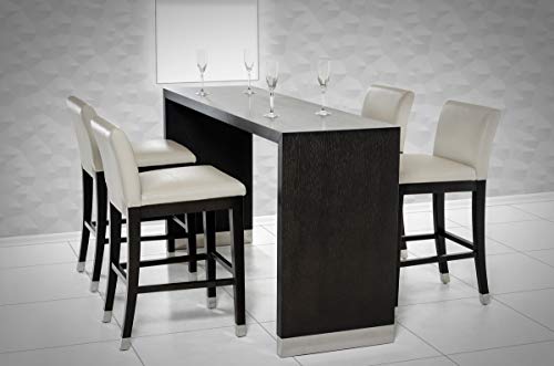 HomeRoots Veneer, Stainless Steel A 35' Wenge Veneer and Stainless Steel Bar Table