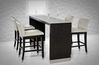 HomeRoots Veneer, Stainless Steel A 35' Wenge Veneer and Stainless Steel Bar Table
