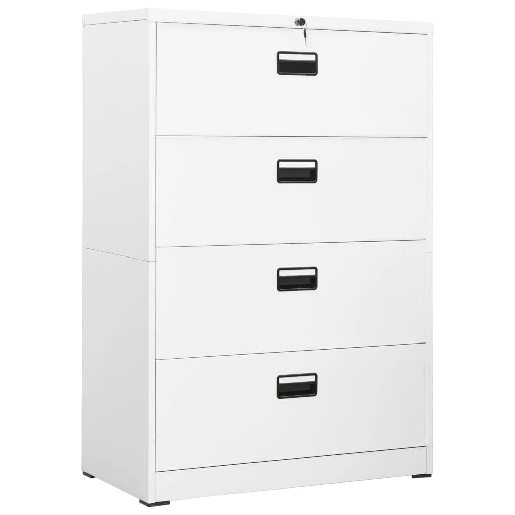 vidaXL Filing Cabinet, File Cabinet for Home Office Living Room School, Storage Cabinet with 2 Drawers, Under Desk, Industrial, White Steel