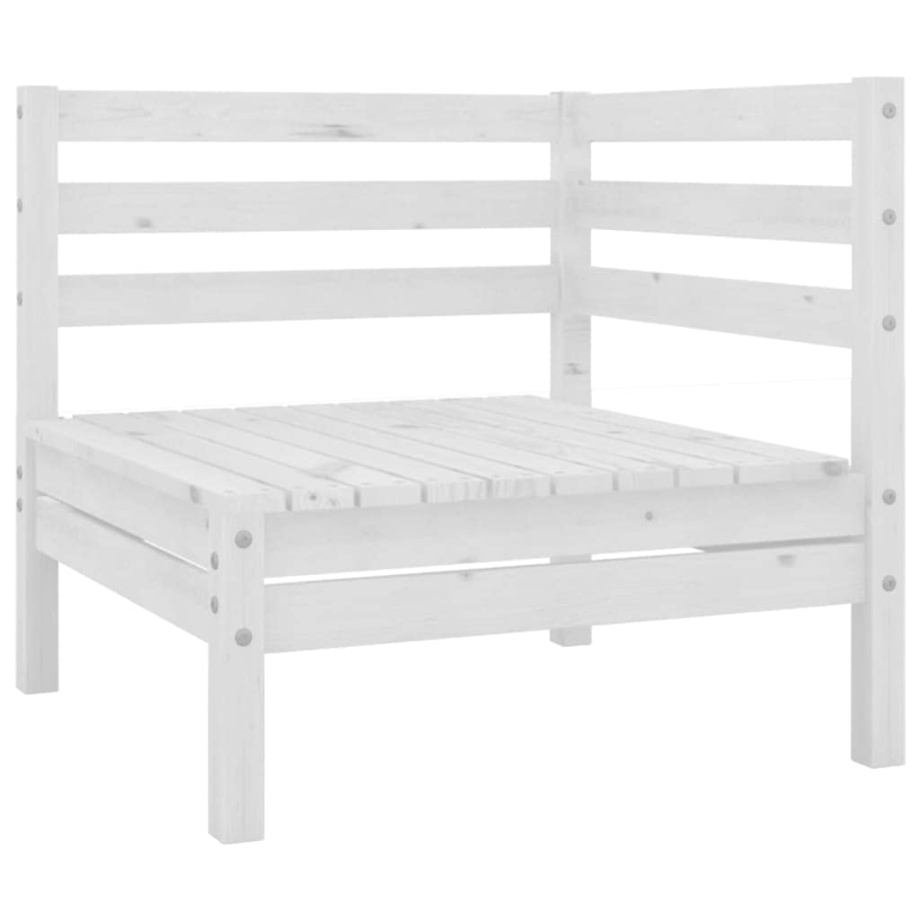 vidaXL 10-Piece Patio Lounge Set in White | Solid Pinewood Material | Durable Outdoor Furniture | Versatile Pallet Design | Includes Corner/Middle Sofas and Tables/Footstools