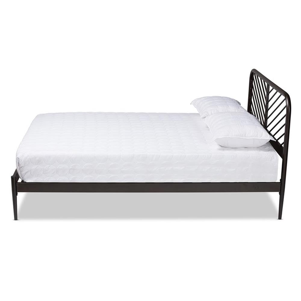 Baxton Studio Dora Modern and Contemporary Industrial Black Finished Metal Queen Size Platform Bed