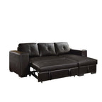Acme Lloyd Faux Leather Upholstered Sectional Sofa with Sleeper in Black