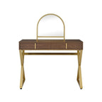 Acme Coleen Vanity Desk in Walnut & Gold Finish