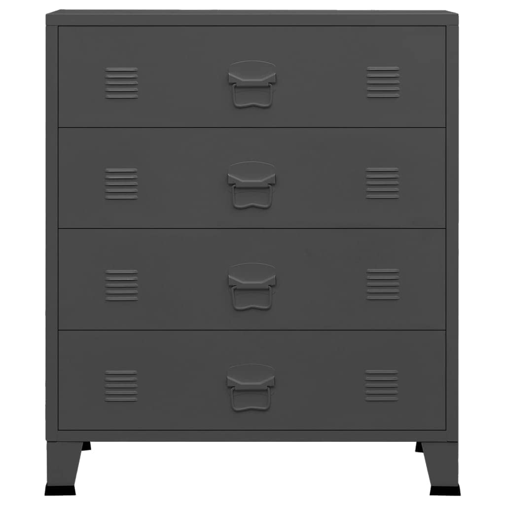 vidaXL Anthracite Drawer Cabinet | Industrial Style 4-Drawer Metal Storage Unit | Home Organization Solution | 30.7&quot;x15.7&quot;x36.6&quot;