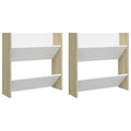 vidaXL Wall Shoe Cabinets 2 pcs White&Sonoma Oak 23.6"x7.1"x23.6" Engineered Wood