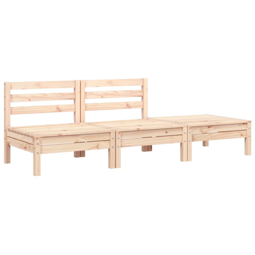 vidaXL Patio Sofa 3-Seater - Outdoor Conversation Couch - Rustic Pine Wood - Modular Design - Garden Lounge Set