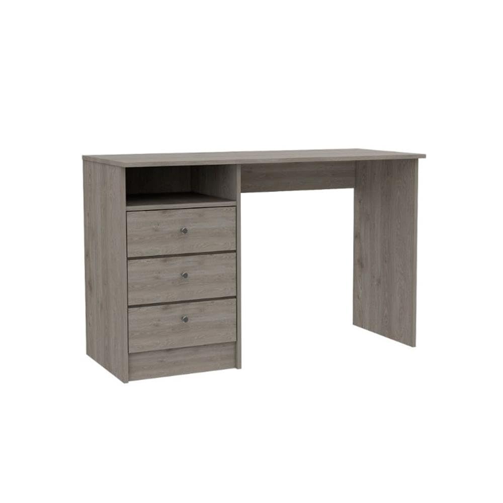 FM FURNITURE Naples 30-inch Tall Computer Desk with 3 Drawers, Smoky Oak