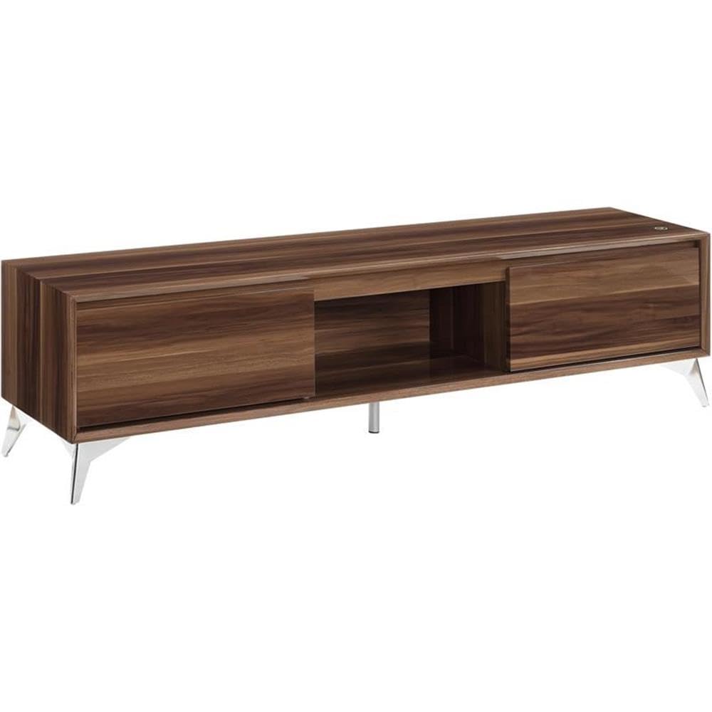 Acme Raceloma Wooden 2-Drawer TV Stand with LED Lighting in Walnut and Chrome