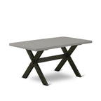 East West Furniture X696Ce121-7 7 Piece Dinette Set Consist Of A Rectangle Dining Room Table With X-Legs And 6 Mineral Blue Linen Fabric Upholstered Chairs, 36X60 Inch, Multi-Color