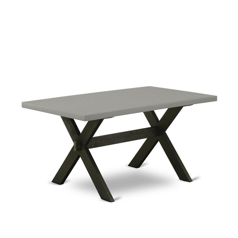 East West Furniture X696Ba105-7 7 Piece Dining Table Set Consist Of A Rectangle Dining Room Table With X-Legs And 6 Grey Linen Fabric Upholstered Chairs, 36X60 Inch, Multi-Color