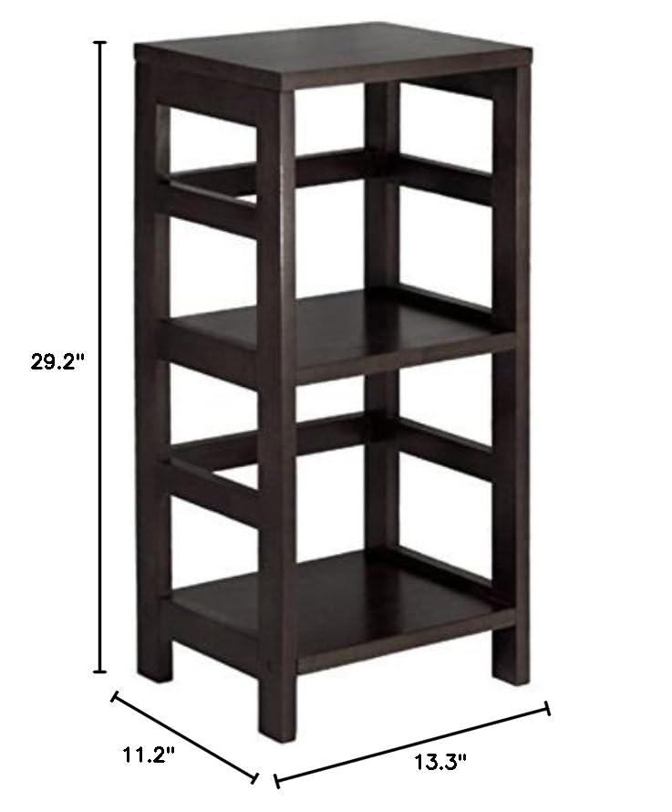 Ergode Wood Omaha Storage Rack | 2 Foldable Baskets | Black Finish | Sturdy Shelves | Easy Assembly | Ideal for Organizing Any Room | (92314-VV)