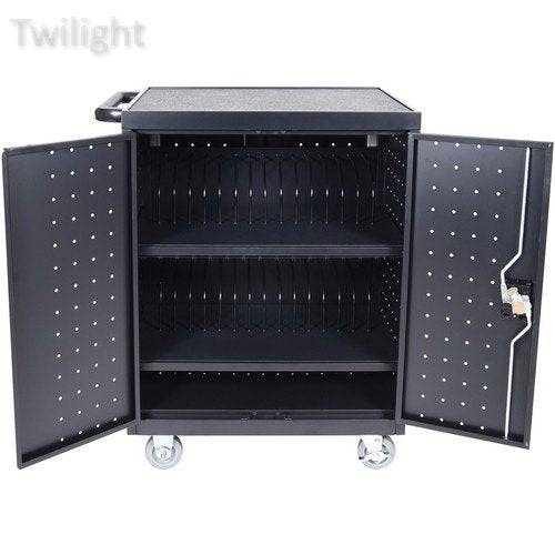 Luxor LLTP32-B - 32 Laptop/Chromebook Charging Cart with Timer (Black)