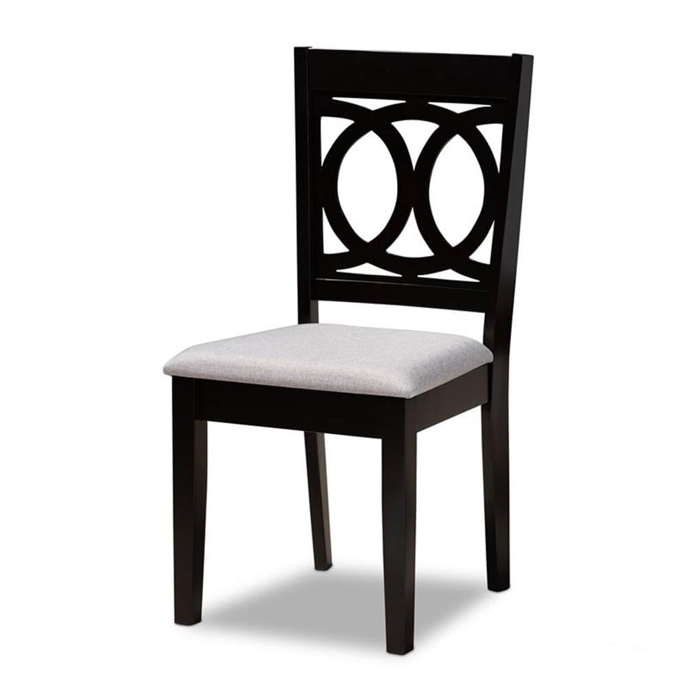 Baxton Studio Lenoir Modern and Contemporary Grey Fabric Upholstered Espresso Brown Finished Wood 7-Piece Dining Set