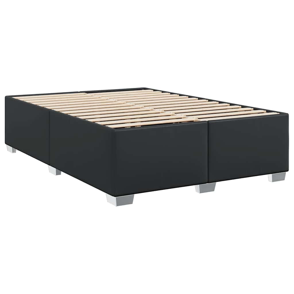 vidaXL Faux Leather Bed Frame - Queen Size Black - Sturdy Pine & Plywood Structure - Sleek Upholstered Modern Bedstead for Bedroom