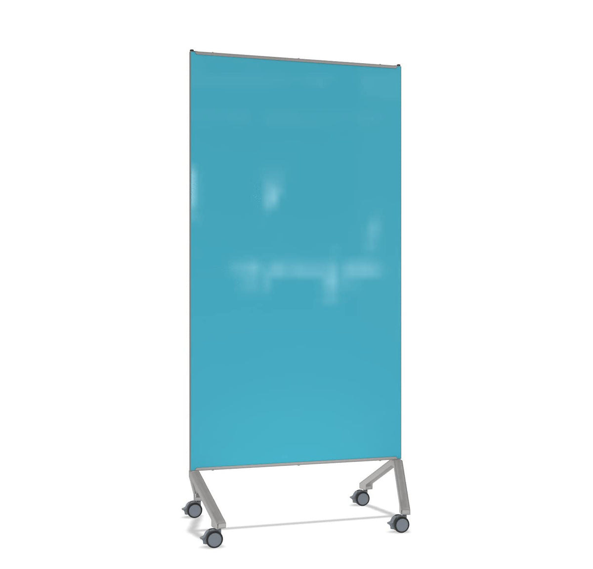 Ghent Pointe Non-Magnetic Mobile Glassboard, Blue Painted Glass W/ Silver Frame, 77&Quot; H X 36&Quot; W