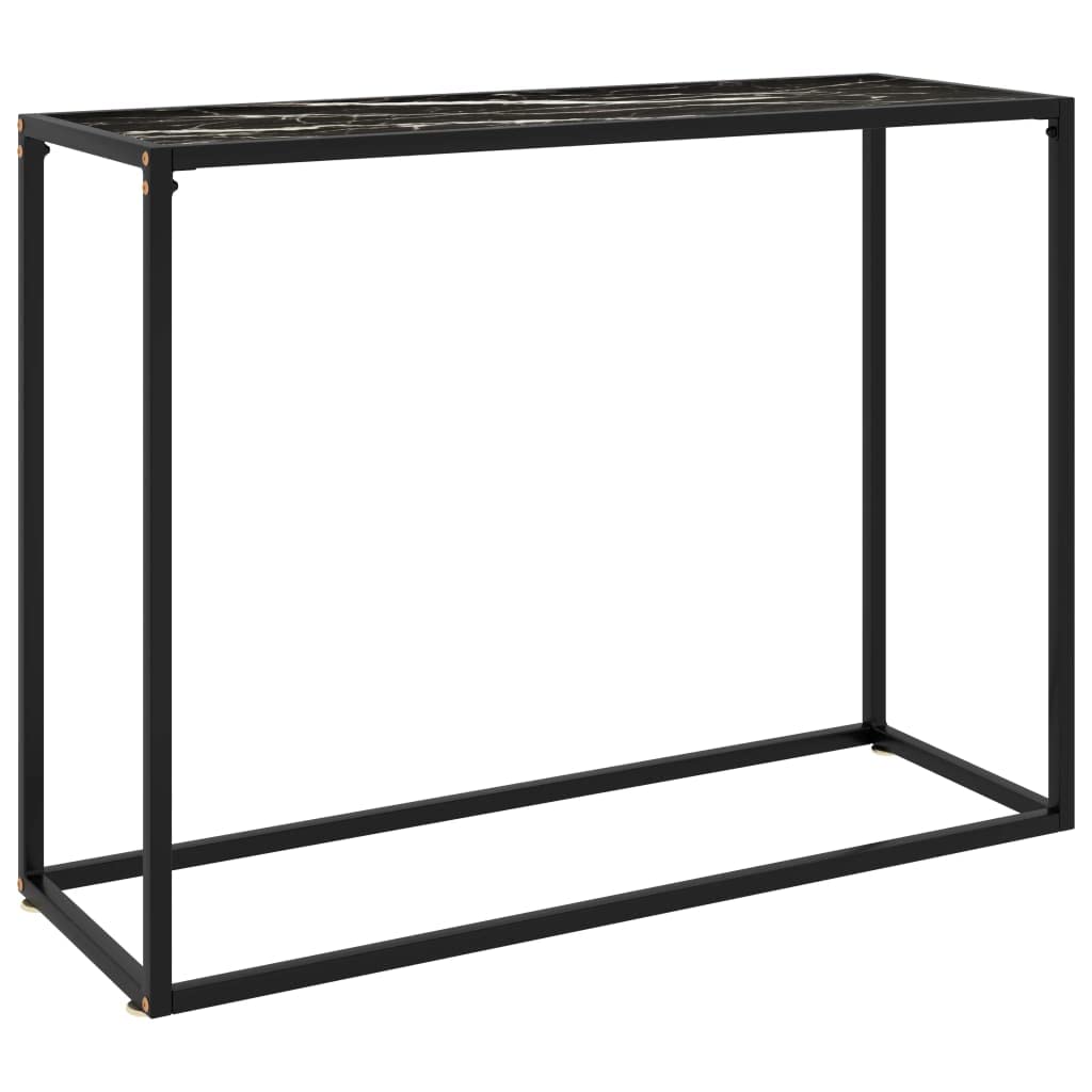 vidaXL-39.4&quot;x13.8&quot;x29.5&quot; Modern Console Table Rectangular Shape Crafted with Durable Tempered Glass and Powder-Coated Steel, Easy Assembly, Black.