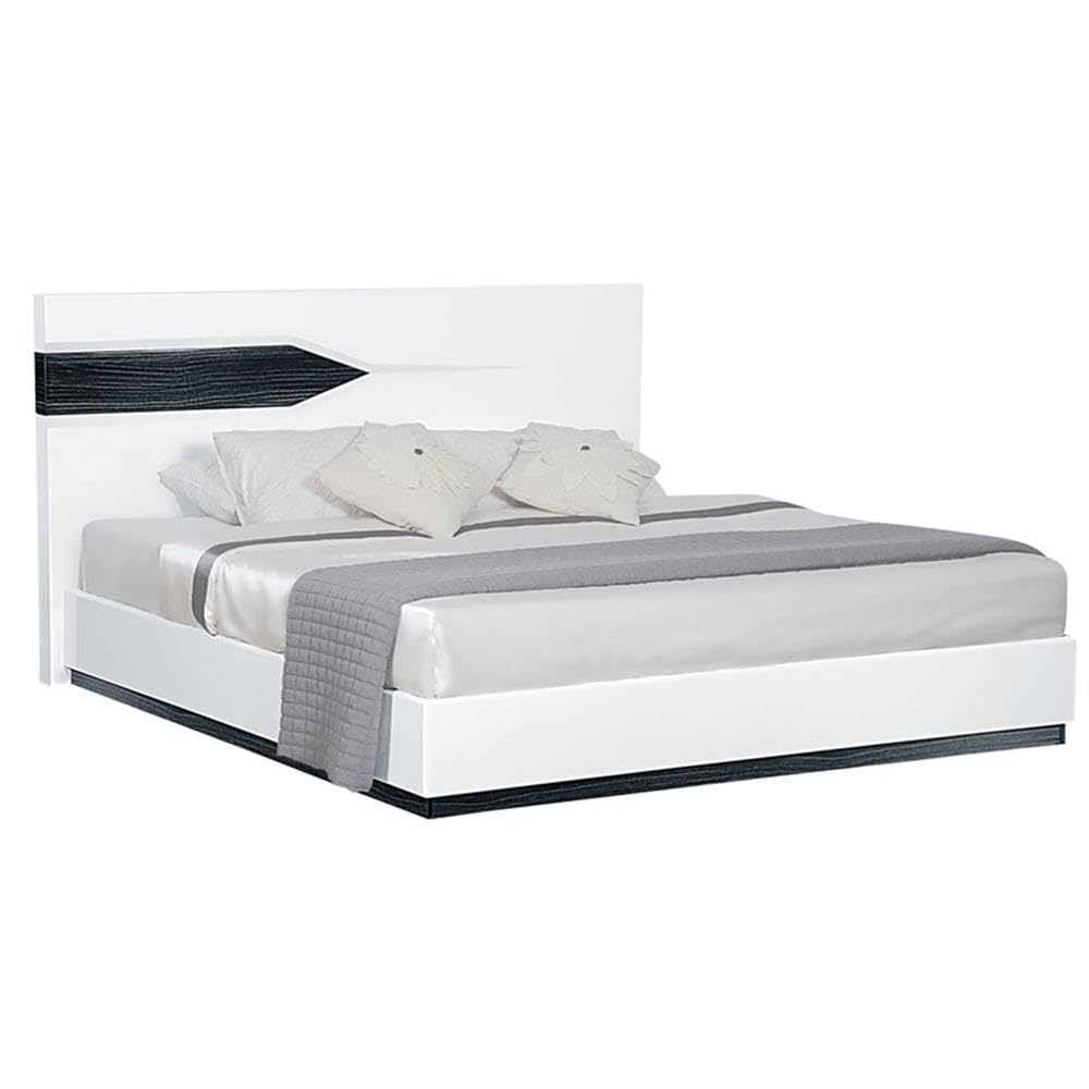 Global Furniture Hudson Bed, Queen, Zebra Grey And White