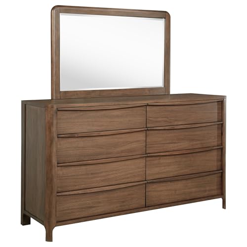 Coaster Home Furnishings Maderia Transitional 70-inch 8-Drawer Bedroom Dresser with Mirror Bedroom Clothing Storage Cabinet Wide Chest of Drawers Organizer Unit Walnut 223323M