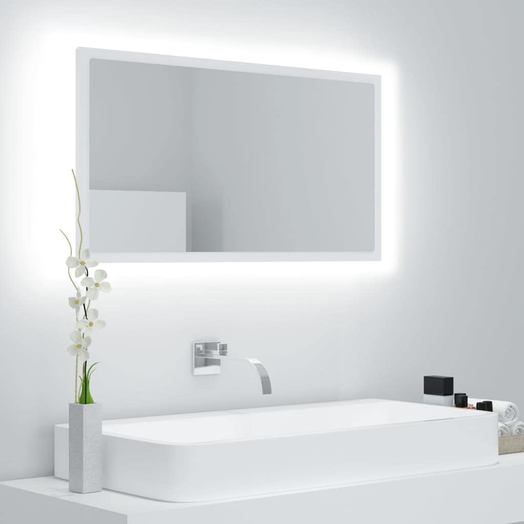 Vidaxl Led Bathroom Mirror Home Indoor Washroom Decorative Storage Vanity Unit Furniture Wall Mirror Features An Rgb Light White Acrylic