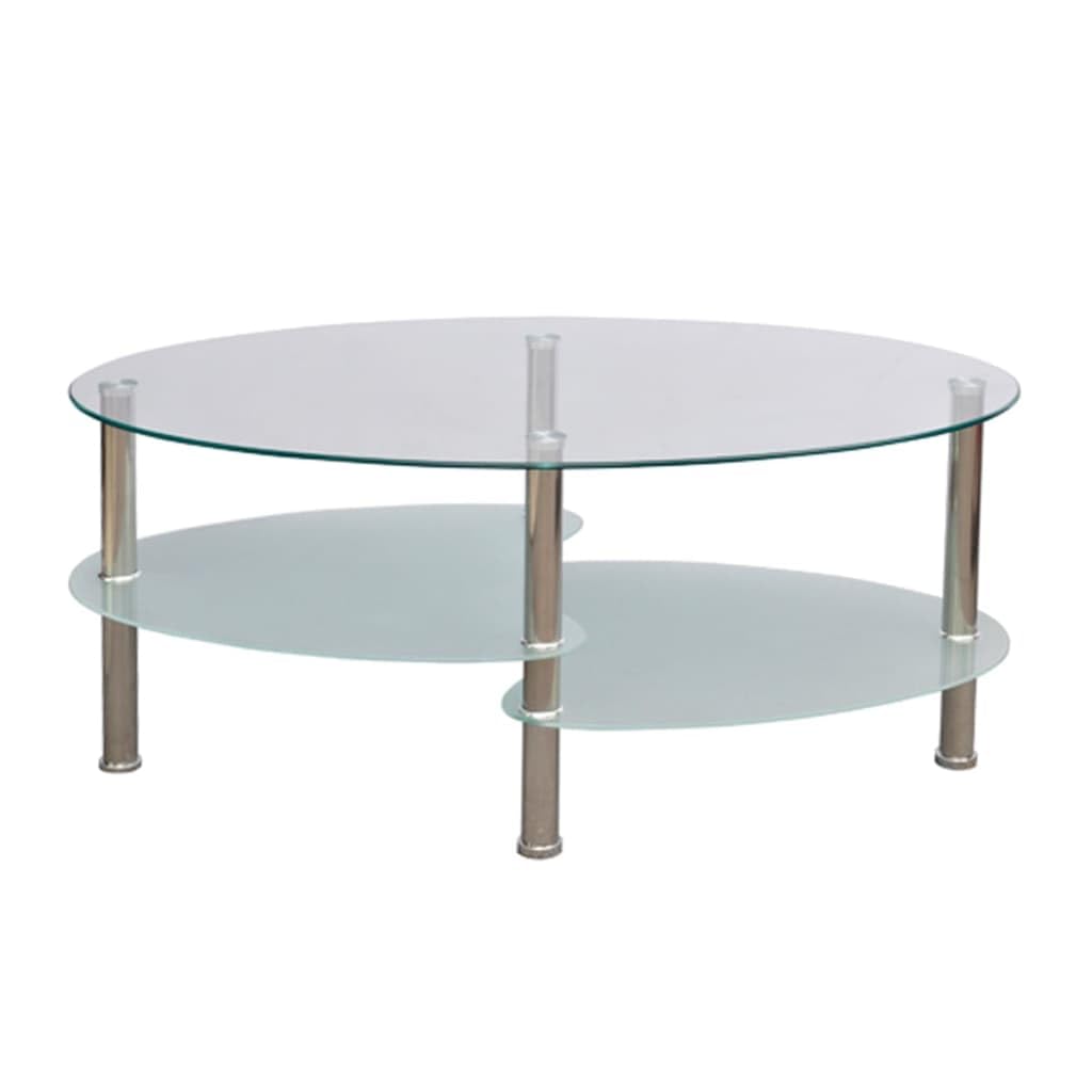 vidaXL Tempered Glass and Metal Frame Coffee Table - Thumbnail 3