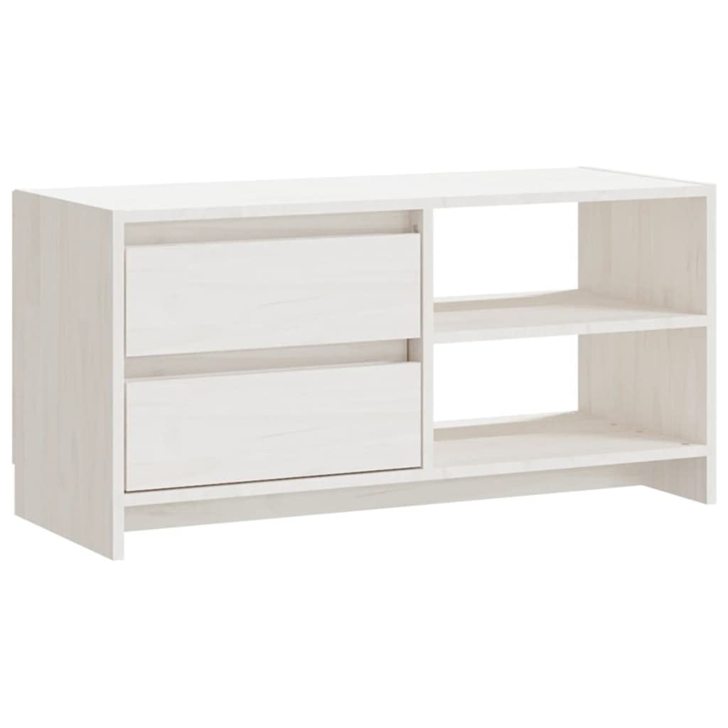 vidaXL TV Cabinet White 31.5&quot;x12.2&quot;x15.4&quot; Solid Pinewood