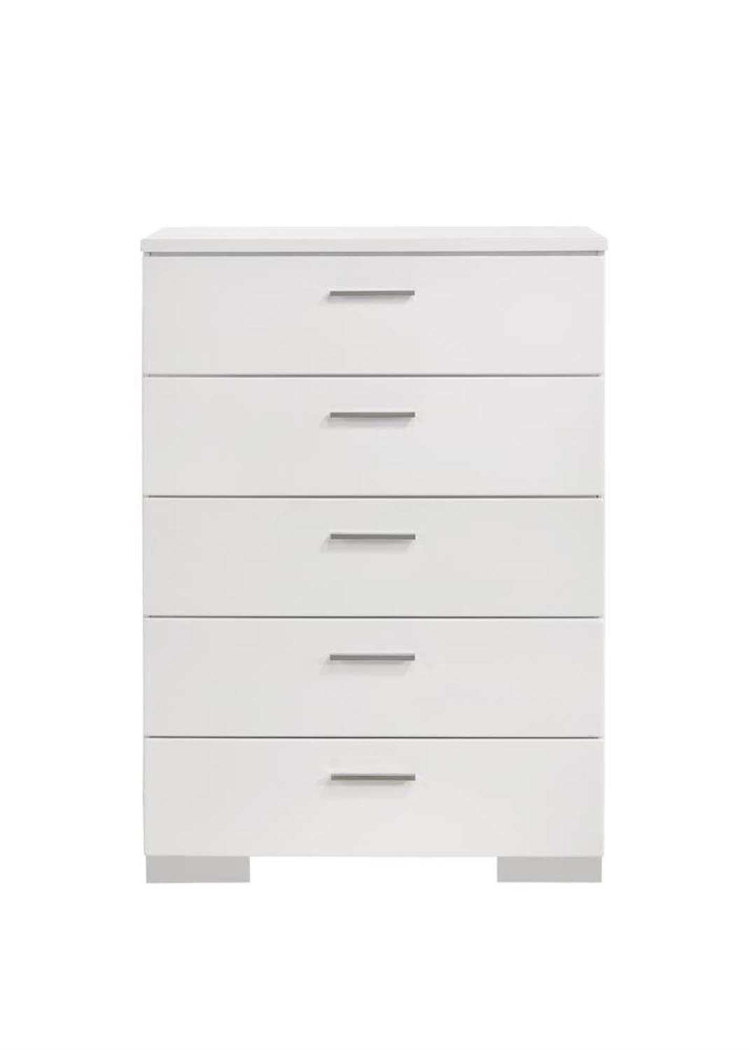 Coaster Home Furnishings Felicity 5-Drawer Chest Glossy White