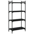 vidaXL 4-Tier Industrial Bookcase - Black Engineered Wood - Ample Storage Space for Books and Decoratives - Adjustable Feet for Stability - 23.6"x11.8"x47.2"