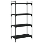 vidaXL 4-Tier Industrial Bookcase - Black Engineered Wood - Ample Storage Space for Books and Decoratives - Adjustable Feet for Stability - 23.6"x11.8"x47.2"