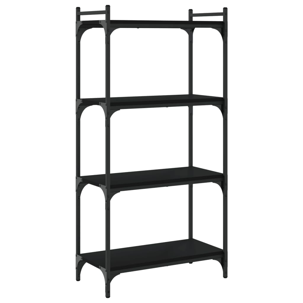 vidaXL 4-Tier Industrial Bookcase - Black Engineered Wood - Ample Storage Space for Books and Decoratives - Adjustable Feet for Stability - 23.6"x11.8"x47.2"
