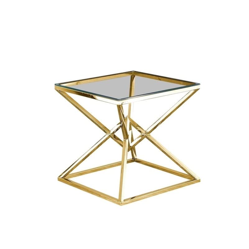 Best Master Furniture 22&Quot; Modern Tempered Glass Top End Table In Gold/Clear
