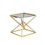 Best Master Furniture 22&Quot; Modern Tempered Glass Top End Table In Gold/Clear