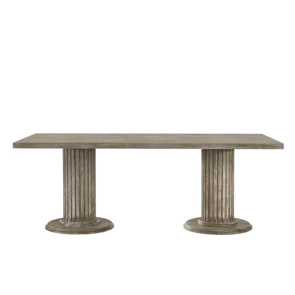 Acme Gabrian Rectangular Wooden Dining Table in Reclaimed Gray