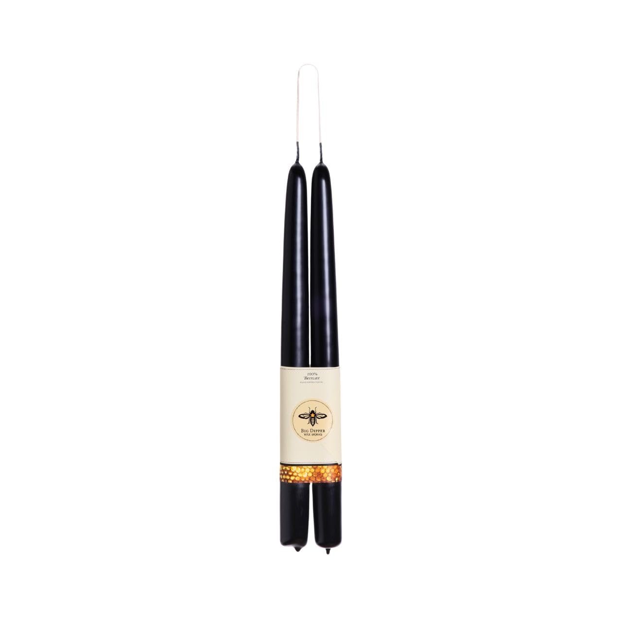 Big Dipper Wax Works Black Candles, Hand Dipped Beeswax Taper Candles, 12-Hour Long Burn, Pure Beeswax Candle 12 x 7/8, All Natu