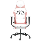 vidaXL Gaming Chair - Adjustable Faux Leather Seat with Footrest, Comfortable Foam Filling, White and Pink Gaming Chair, Modern Design, Home Office Gaming Furniture