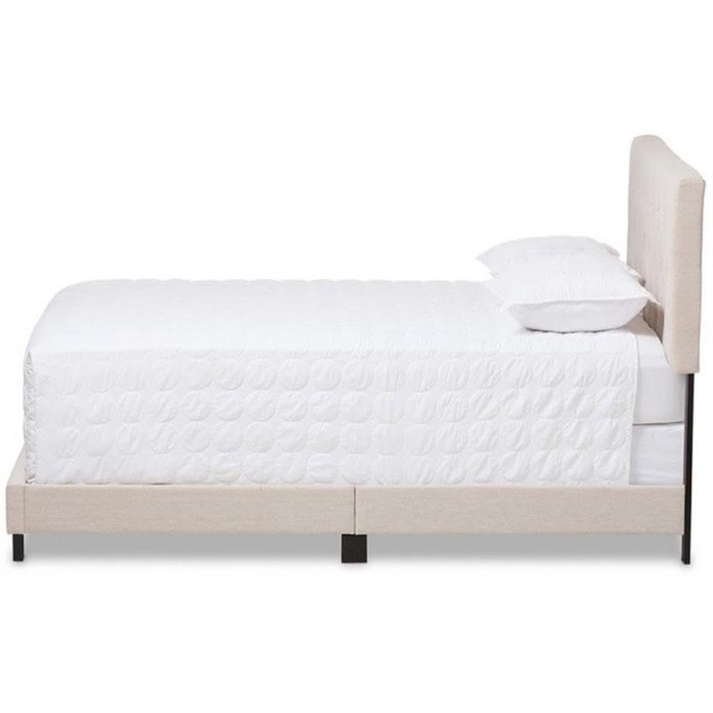 Baxton Studio Cassandra Modern and Contemporary Light Beige Fabric Upholstered Full Size Bed