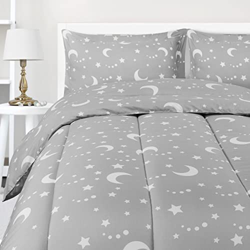 Utopia Bedding All Season Moon Star Comforter Set With 2 Pillow Cases, 3 Piece Soft Brushed Microfiber Kids Bedding Set For Boys