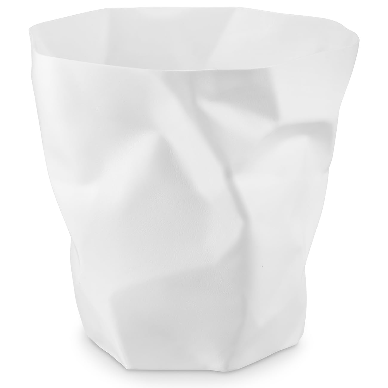 Essey Bin White Plastic Trash Can, 14 Liters, Diameter 33.1 cm, Height 33 cm, Crumpled Paper Design, by John Brauer