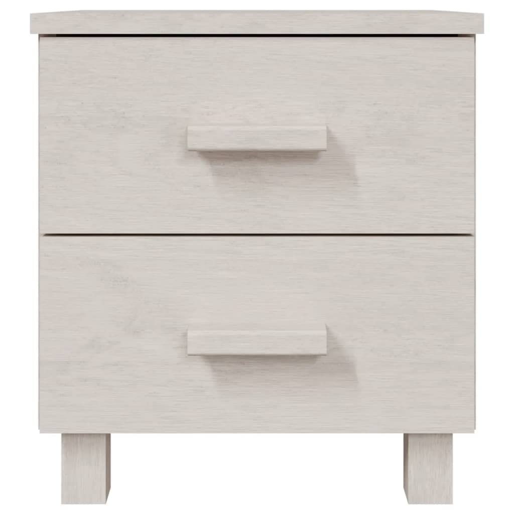 vidaXL Solid Pinewood Bedside Cabinet HAMAR | White Nightstand with 2 Sliding Drawers | Perfect for Storage and Display | Easy Assembly | Bedroom Furniture