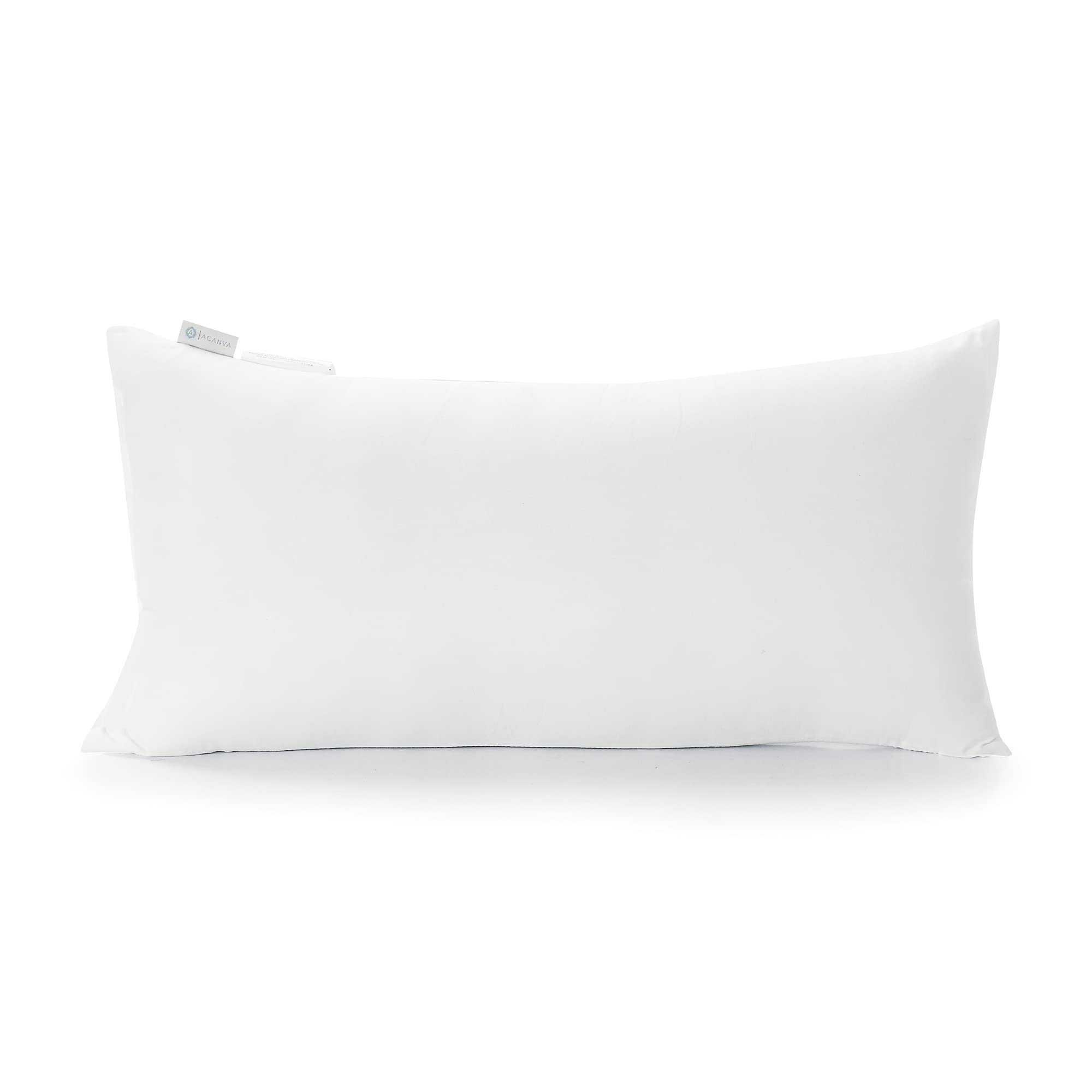 Acanva Throw Pillow Stuffer Inserts Decorative Rectangle Premium Sham Forms Cushion For Sofa Couch Chair, 12X24 Inch (Pack Of 1), White