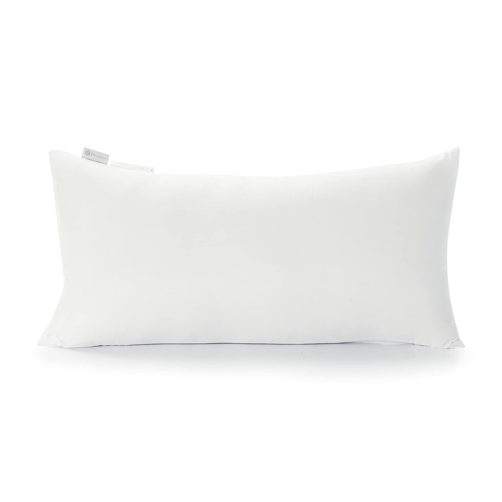 Acanva Throw Pillow Stuffer Inserts Decorative Rectangle Premium Sham Forms Cushion For Sofa Couch Chair, 12X24 Inch (Pack Of 1), White