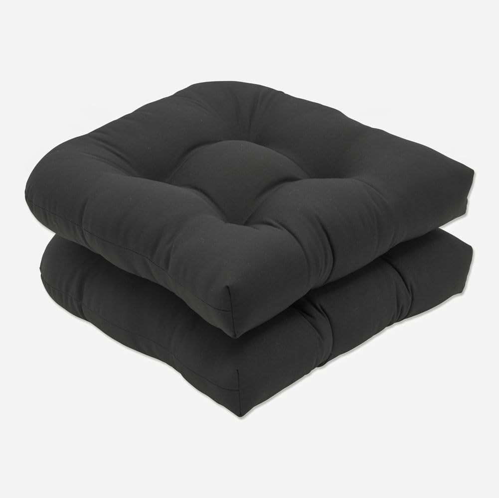 Pillow Perfect Fresco Solid Indoor/Outdoor Wicker Patio Seat Cushion Reversible, Weather And Fade Resistant, Round Corner - 19'