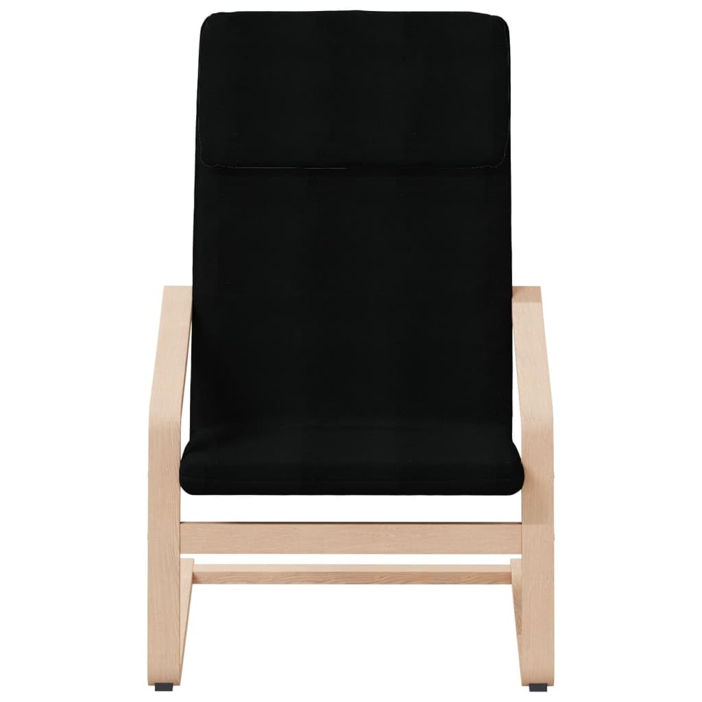 vidaXL Relaxing Chair with Footstool in Black Fabric - Solid Birch Wood Frame - Thickly Padded Seat and Backrest - 242.5lb Capacity - Removable and Washable Cover