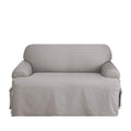 Surefit Cotton Duck Loveseat T-Cushion One Piece Slipcover, Furniture Cover, Relaxed Woven Fit, 100% Cotton, Machine Washable, Gray